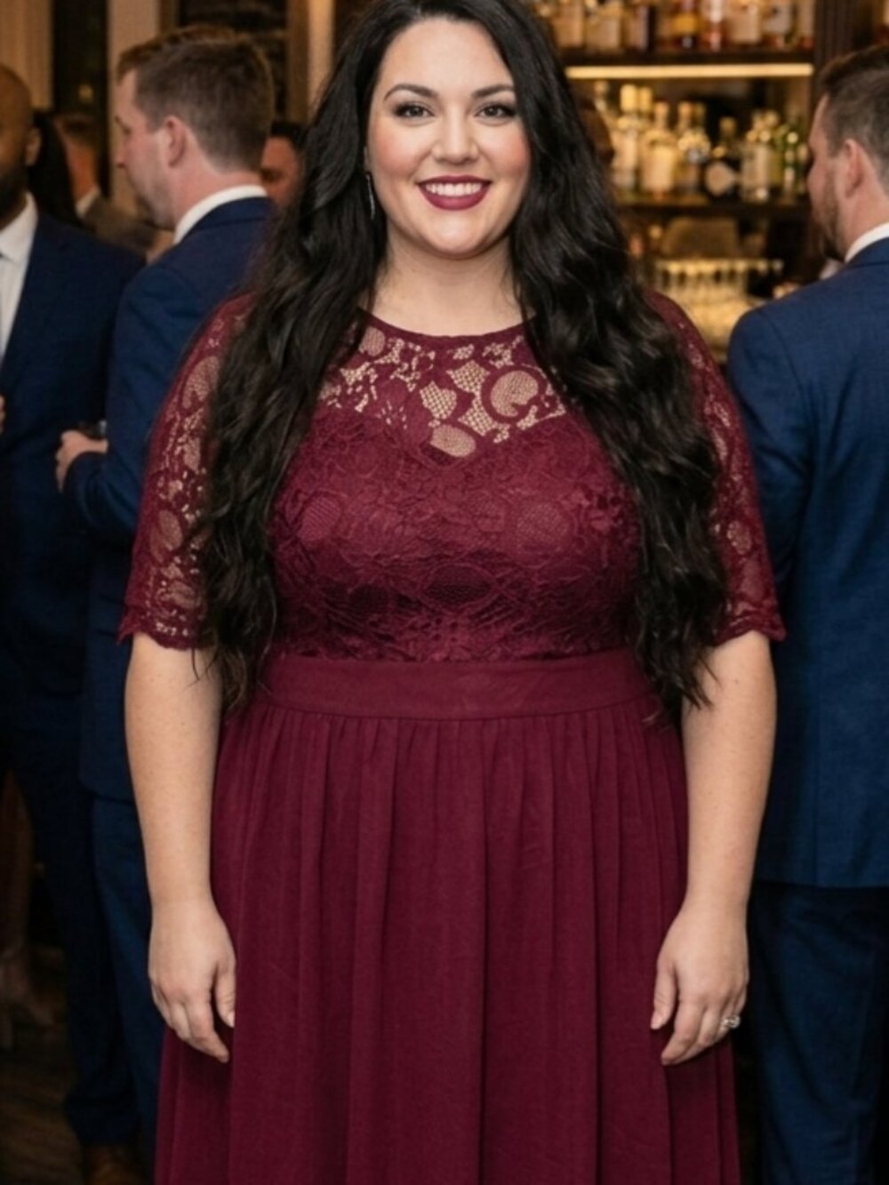 NWT Pinup Fashion Burgundy Lace Cocktail Dress Size 28W 5XL Bridesmaid Evening